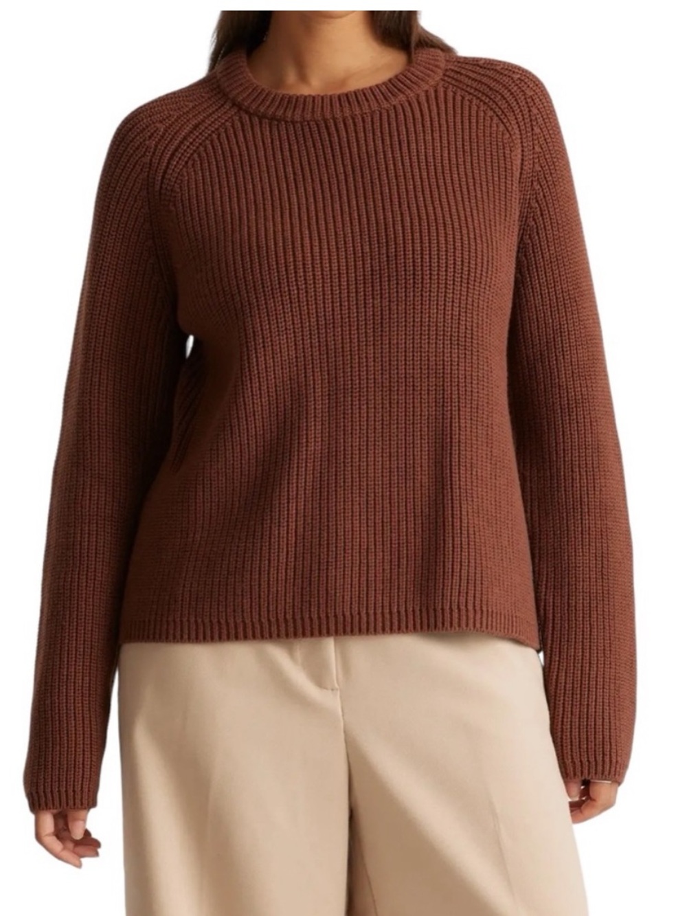 Quince Fisherman Organic Cotton Cappuccino Brown Crew Sweater